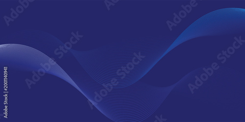 Smooth flow of wavy shape with gradient vector abstract background, dark blue design curve line energy motion, relaxing music sound or technology.