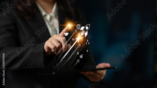 Quadro em tela Startup business drives acceleration