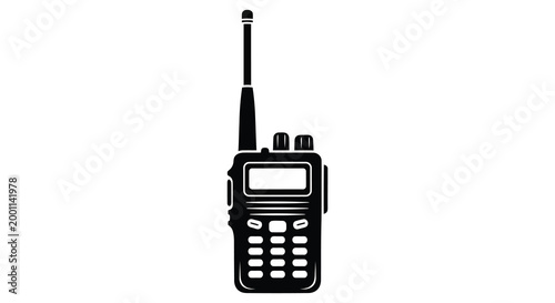 Black silhouette of a two way radio communication device iconography
