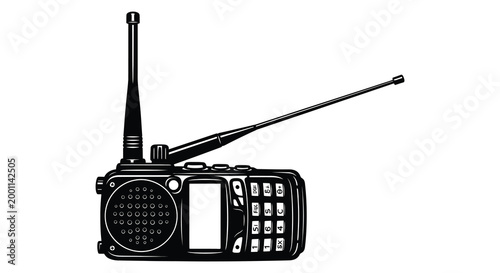 Vintage two way radio silhouette a detailed black and white illustration
