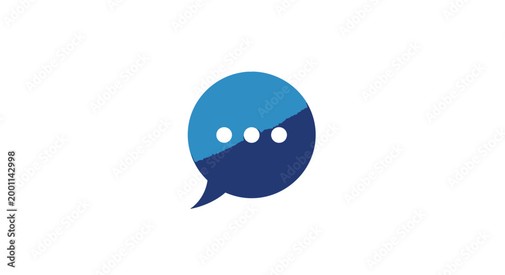 Obraz premium Blue speech bubble with dots.
