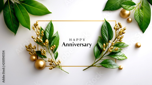 Elegant Floral Anniversary Card with Golden Accents