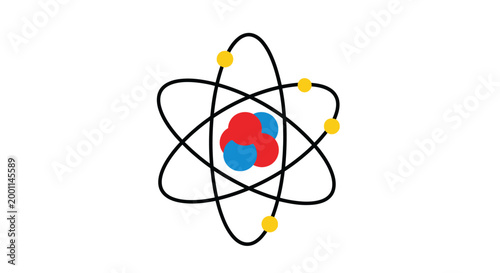 Atomic Structure Diagram with Electrons Orbiting Nucleus.