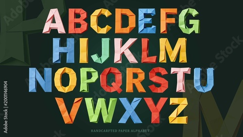 Colorful Origami Paper Alphabet Set – 3D Papercut Letters, Handcrafted Folded Typography Collection for Kids Education, DIY Craft Projects, Poster, Branding and Creative Design.