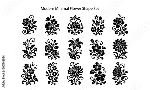 Modern Minimal Flower Shape Set. Vector Files