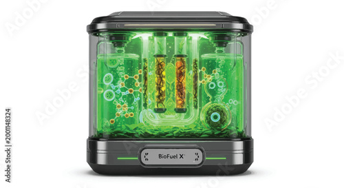 Modern scientific device with green glowing liquids and test tubes inside illuminated test tube control panel laboratory equipment scientific ins