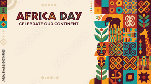 Africa Day Celebrate Our Continent with Vibrant Geometric Patterns and Cultural Symbols