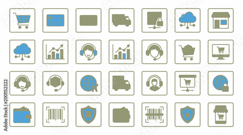 Vector Icons Ecommerce and Online Shopping Icon Set with HandDrawn Style. EPS Editable. Vector Illustrations.