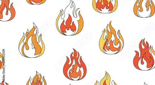 Flames burning with orange and yellow.