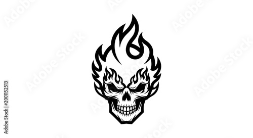 Flaming Skull Icon Graphic Design.