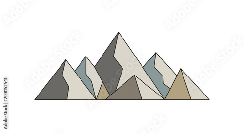 Geometric Mountains Peaks Illustration.