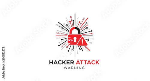 Hacker attack warning sign icon.