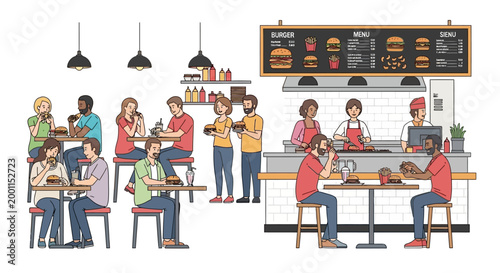 People eating at a restaurant.