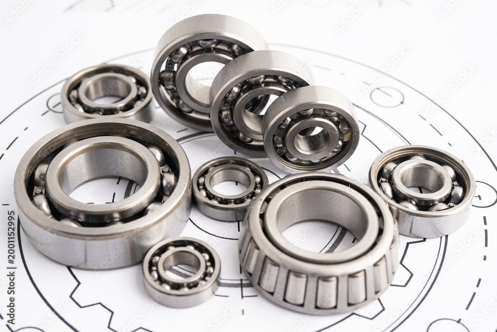 Obraz premium Ball bering circular joint machine component.