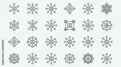 Vector Icons Set of social network and connection icons representing communication and people links. EPS Editable. Vector Illustrations.