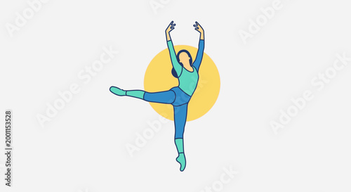 Vászonkép Minimalist vector illustration of a graceful ballet dancer performing an elegant pose