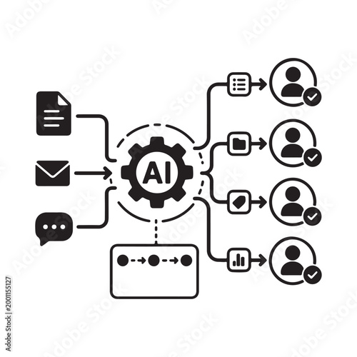 task productivity automation diagram with ai on transparent background high quality professional detailed