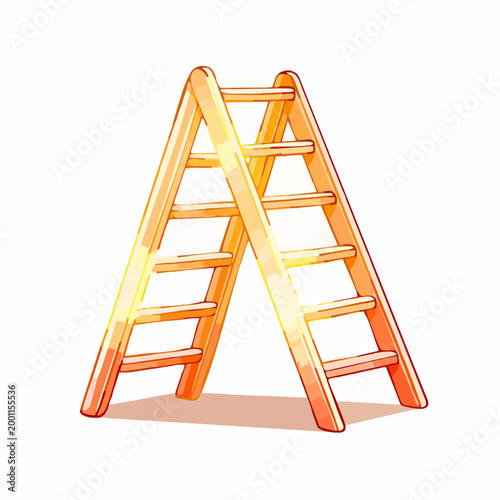 Orange A-Frame Ladder Illustration with Vibrant Glow