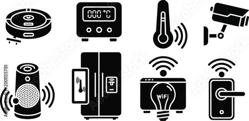 Smart home devices icon set collection Vector