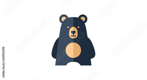 Minimalist black bear illustration isolated on white background