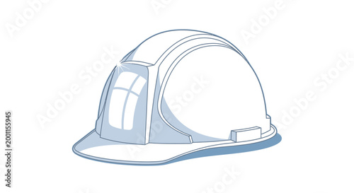 Minimalist blue and white safety hard hat vector illustration