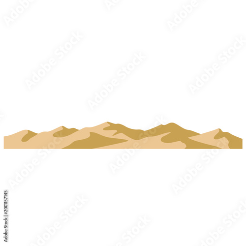 Yellow sand dunes desert landscape, nature scenery element, vector illustration icon design.