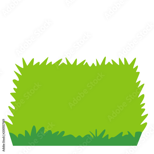 Square green grass bush, nature vegetation element, lawn hedge, vector illustration icon design.