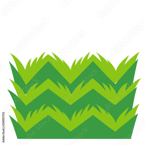 Layered green grass bushes, nature vegetation element, lawn field, vector illustration icon design.