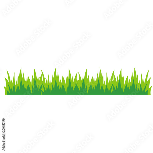 Short green grass strip, nature vegetation element, lawn field, vector illustration icon design.