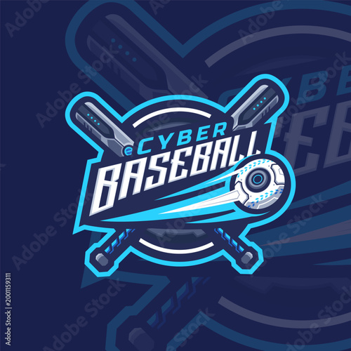 Futuristic Baseball logo design Premium Vector