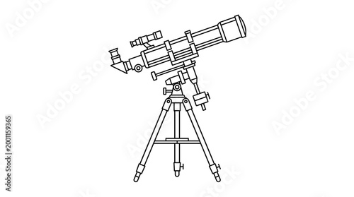 Telescope on tripod for stargazing and astronomical observation  