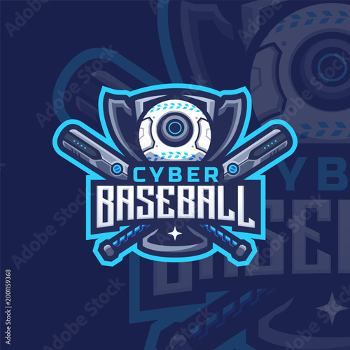 Futuristic Baseball logo design Premium Vector