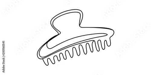 Simple black line drawing of a hair claw clip for styling hair