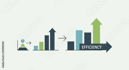 Foto Efficiency improvement graph with arrows.