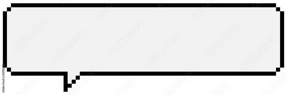 Obraz premium Blank pixel art speech bubble, 8-bit retro video game dialogue box isolated