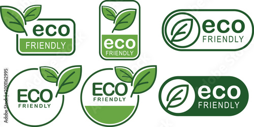 Eco friendly icon set, ecological food stamps, natural organic food labels, eco-conscious vector illustrations,