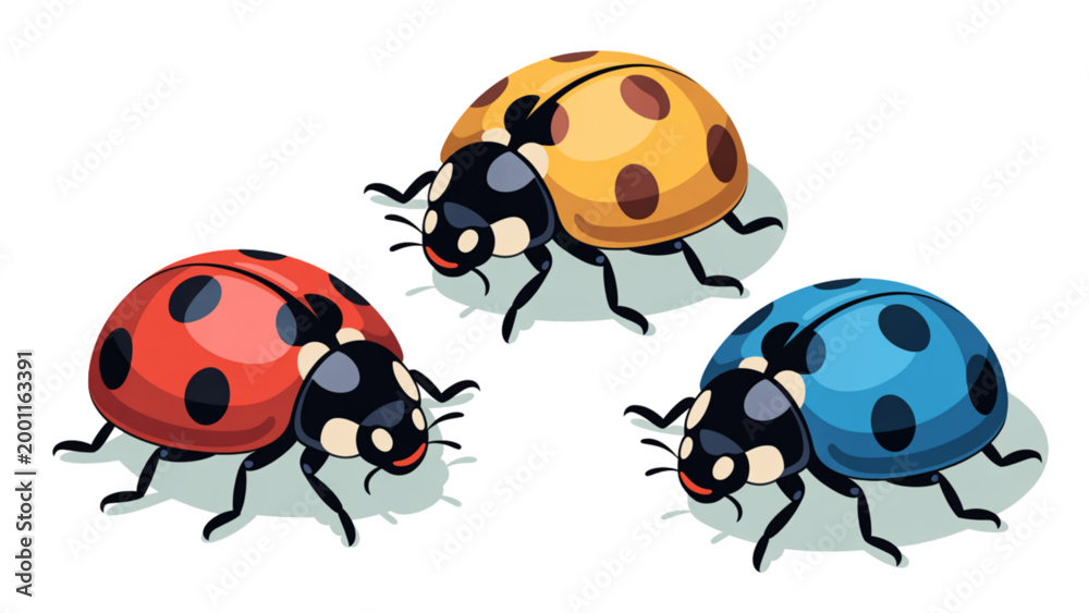Fototapeta premium Colorful ladybugs sitting together
