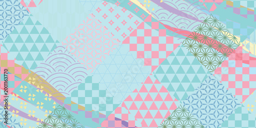 Pastel Japanese Pattern Geometric Wallpaper Background