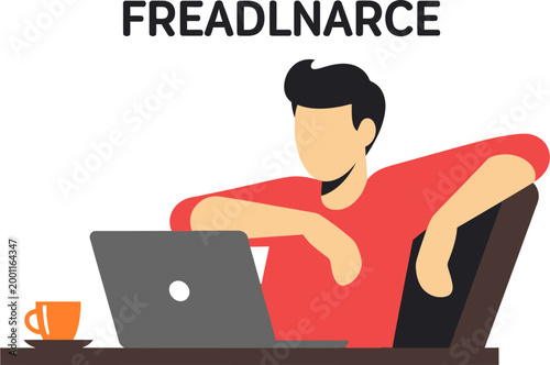 Freelancer Lifestyle Laptop Work Flat Minimal Vector