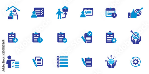 task icon set bundle. list, checklist, check, project, note, mission and more. simple colored vector