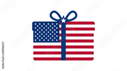 American gift box illustration patriotism celebration and gift giving concept