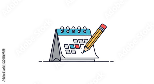 Calendar with Pencil Marking Important Date.