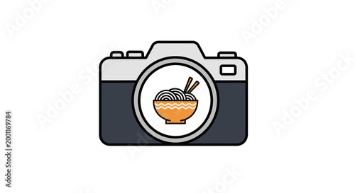Camera Lens Capturing Delicious Bowl of Noodles.