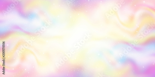 Unicorn magical bokeh background with pastel rainbow gradient and sparkling stars for fantasy design. Soft pink, purple and blue colors with glowing light effects. Dreamy fairy tale atmosphere.