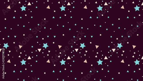 Seamless Pattern of Stars and Triangles on a Dark Purple Background, a Charming Celestial Motif