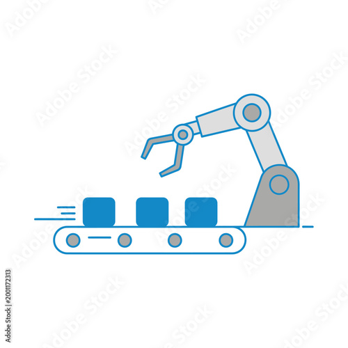Industrial robotic arm on a conveyor belt.
