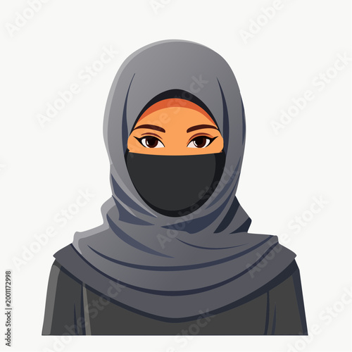Woman wearing hijab and face mask