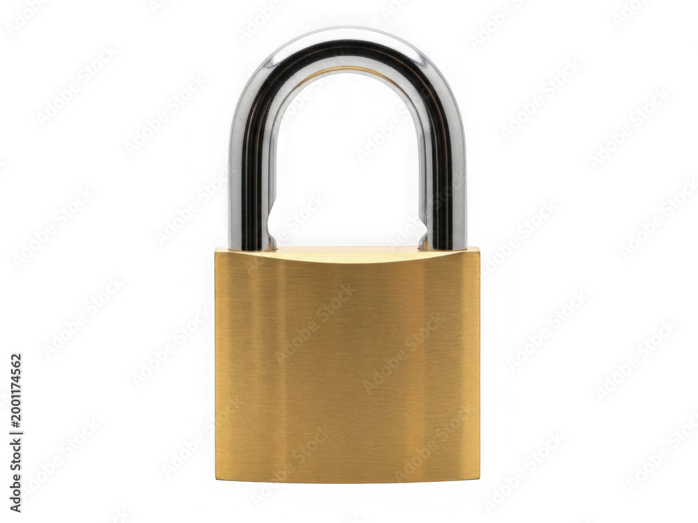 Fototapeta premium Golden padlock isolated on transparent background