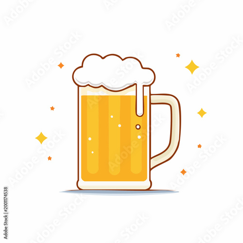 ビールジョッキのシンプルでフラットなベクターイラスト