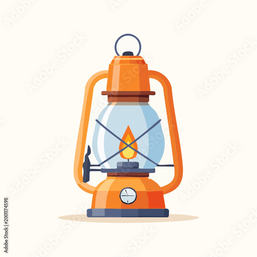 キャンプ用ランタンのシンプルでフラットなベクターイラスト